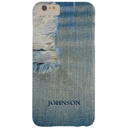 Cool and Funny Blue Jean Threads Custom Monogram Barely There iPhone 6 Plus Case