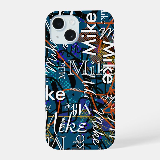 Cool and Modern Abstract Pattern with His Name Iphone Case (Back)