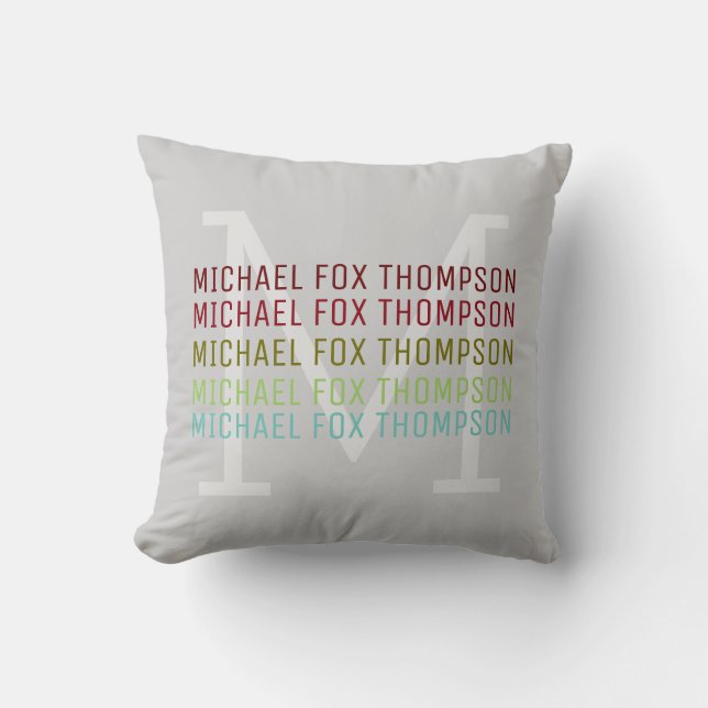 cool and modern monogram on light-gray throw pillow (Front)