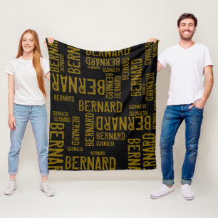 Cool and Modern Typography Pattern of Names Black Fleece Blanket