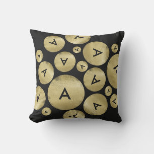 Cool and Modern Uppercase Letter custom black Throw Pillow