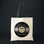 cool and personalized vinyl record tote bag<br><div class="desc">A black vinyl-record to personalize with name,  initials and phrase. A nice item for music-lovers</div>