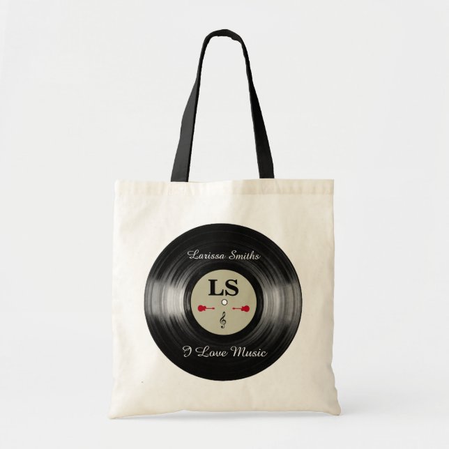 cool and personalized vinyl record tote bag (Front)