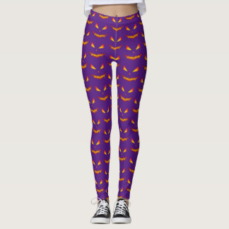 Cool and scary Jack OLantern face Halloween purple Leggings