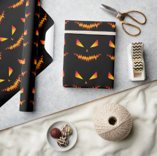 Cool and scary Jack O'Lantern face Halloween Wrapping Paper