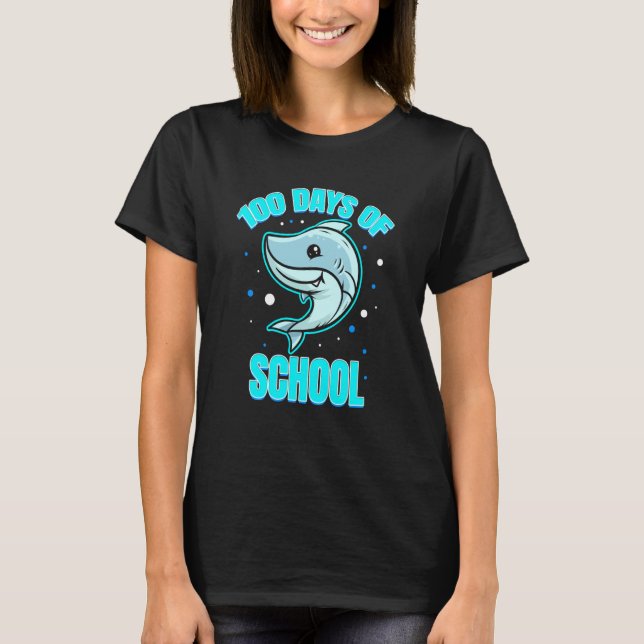 Cool And Smart Shark For 100 Days Of School T-Shirt (Front)