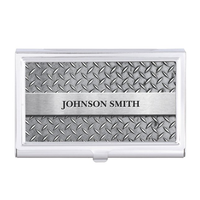 Cool and Stylish Diamond Metal Plate Business Card Holder (Front)