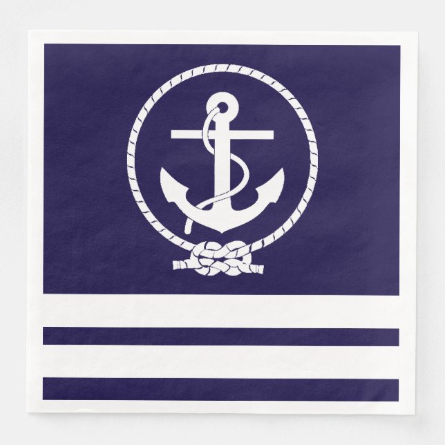 Cool and Stylish Nautical Theme Paper Dinner Napkins (Front)