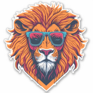 Cool and trendy retro Lion head Sticker
