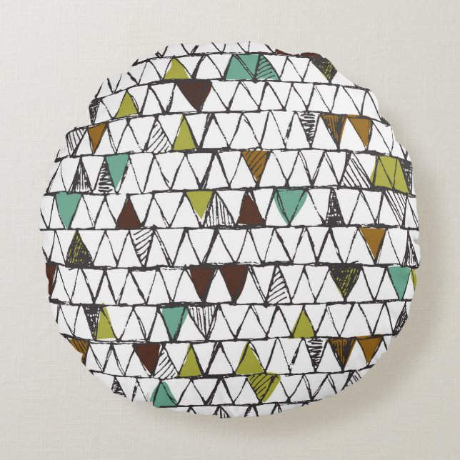 Cool and trendy seamless pattern of hand-drawn doo round pillow (Front)