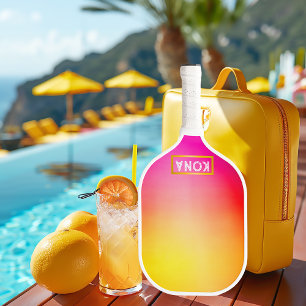 Cool and Trendy Tropical Ombre Pink and Yellow Pickleball Paddle