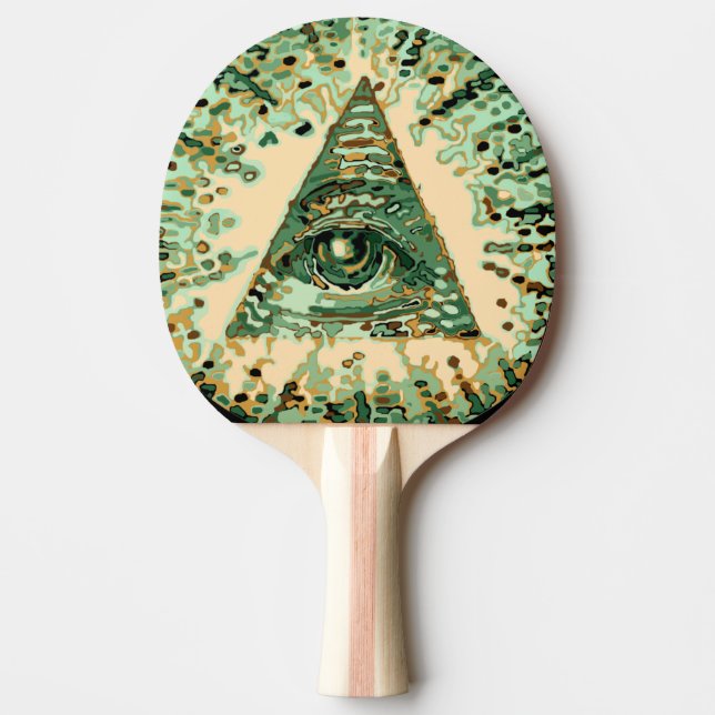 Cool and Unique Camouflage Illuminati Ping-Pong Paddle (Front)