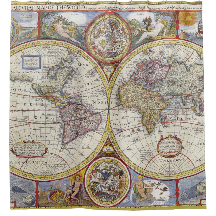 Cool And Unique Vintage Old World Map Shower Curtain Zazzle Com Cool And Unique Vintage Old World Map, Old World Map Shower Curtain