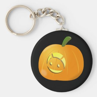 Cool Android Pumpkin Halloween Button Keychain