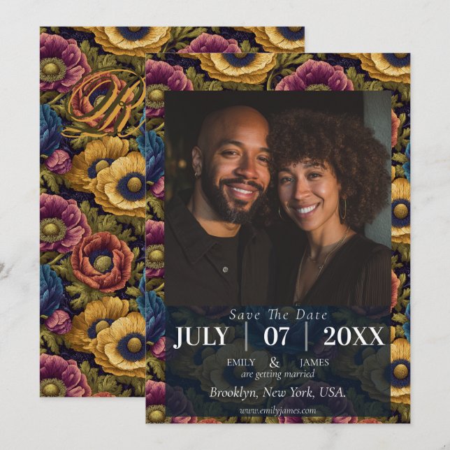 Cool Anemones Lakeside Wedding Save the Date (Front/Back)