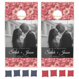 Cool Anemones Sparkle Vineyard Wedding Cornhole Set