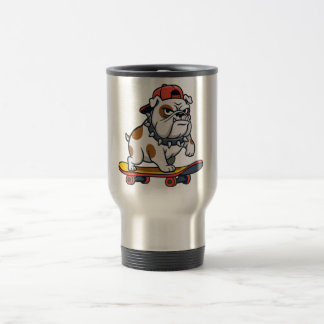 Cool Angry Baby Bulldog Skateboard Travel Mug