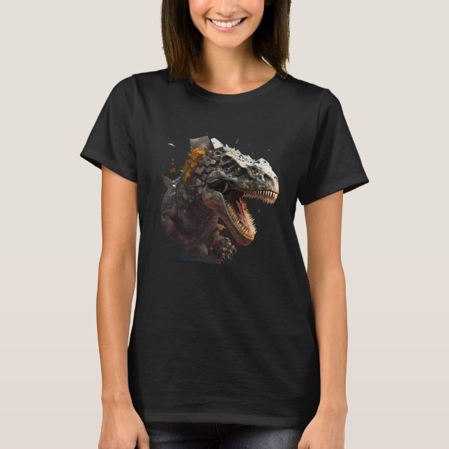 Cool angry dinosaur Tyrannosaurus Rex  2 T-Shirt (Front)