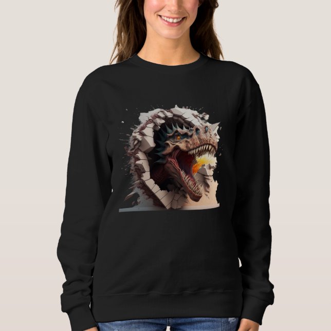 Cool angry dinosaur Tyrannosaurus Rex  4 Sweatshirt (Front)