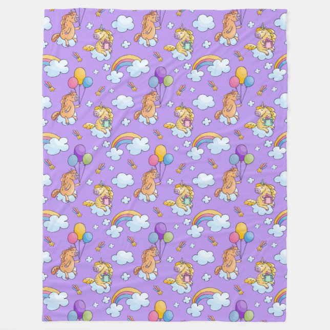 Cool Animal Pattern - Comic Unicorn 2 Fleece Blanket (Front)