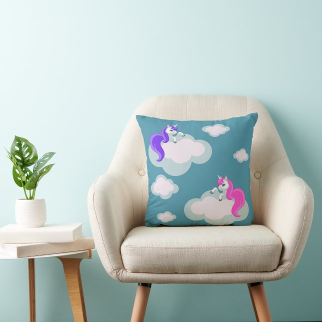 Cool Animal Pattern - Comic Unicorn 3 Throw Pillow (Chair)