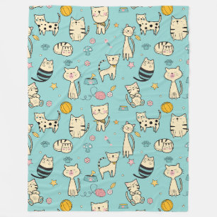 Cool Animal Pattern - Cute Cats 1 Fleece Blanket