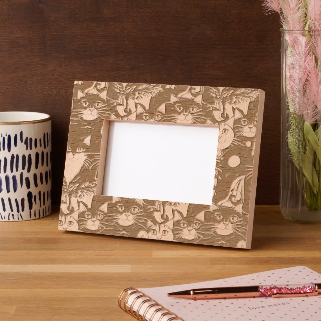 Cool Animal Pattern - Cute Cats 8 Engraved Frames (Left)