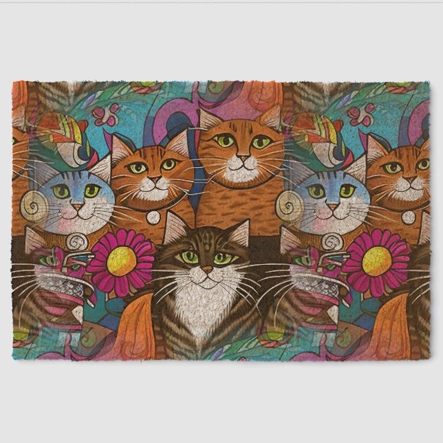 Cool Animal Pattern - Cute Cats 8 Fiber Doormat (Front)