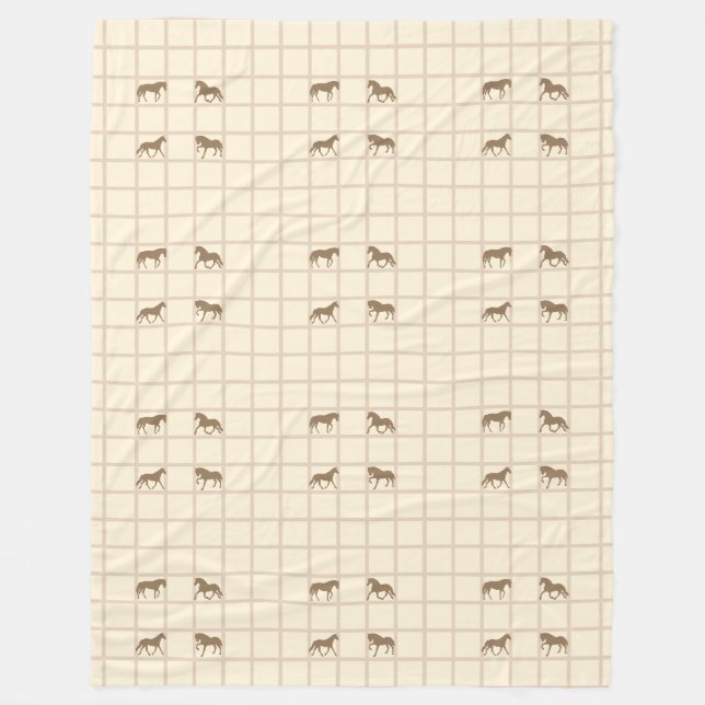 Cool Animal Pattern - Grid Shapes Horses 1 Fleece Blanket (Front)