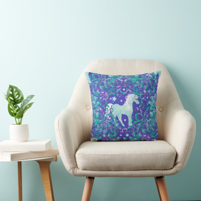 Cool Animal Pattern - Mandala Unicorn 1 Throw Pillow (Chair)