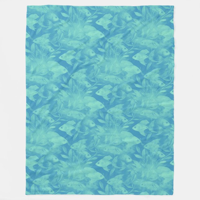 Cool Animal Watercolor Pattern - Fish 2 Fleece Blanket (Front)