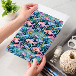 Cool Animal Watercolor Pattern - Fish 3 Envelope Mailers