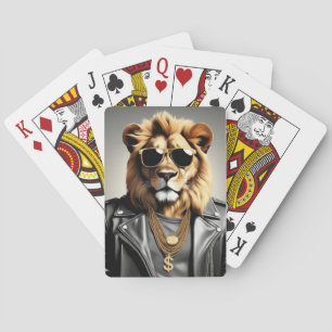 Cool Animal With A Leather Jacket And Sunglasses Poker Cards