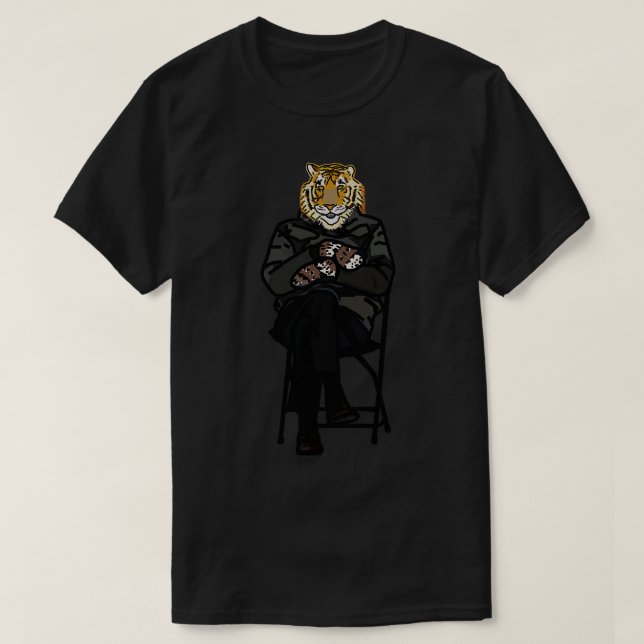 Cool Animals Tiger in  Sanders Mittens Memes T-Shirt (Design Front)