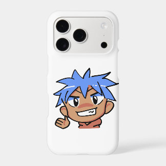 Cool anime boy Blue hair thumbs up graphic design  iPhone 17 Pro Case