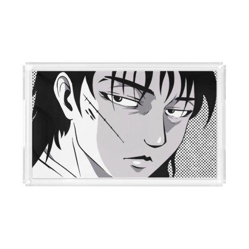 Cool anime boy face design acrylic tray