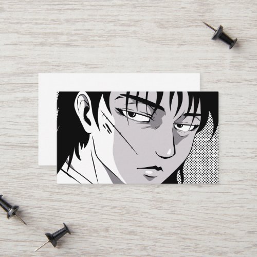 Cool anime boy face design calling card