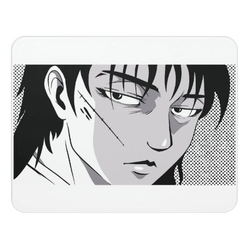 Cool anime boy face design door sign