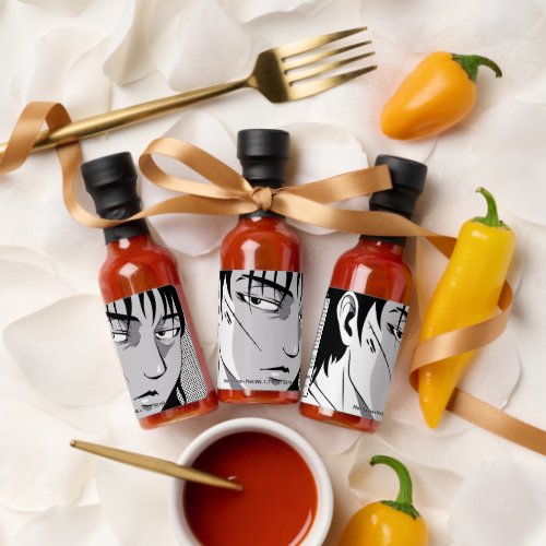 Cool anime boy face design hot sauces