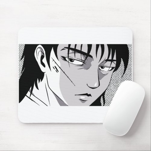 Cool anime boy face design mouse pad