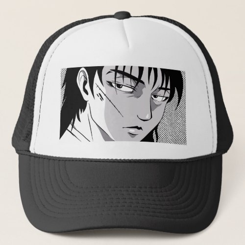 Cool anime boy face design trucker hat