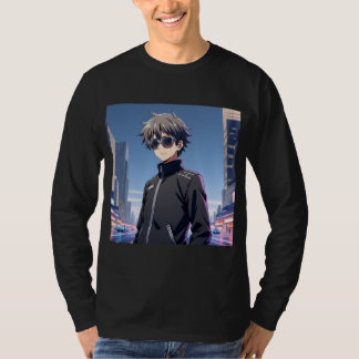 Cool Anime Boy with Sunglasses – Urban Night City  T-Shirt
