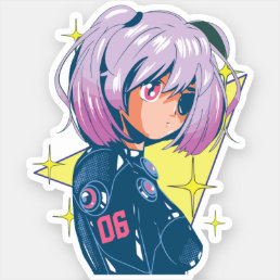 Cool anime girl design  sticker