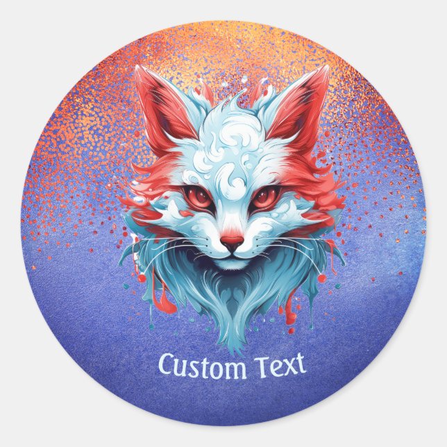 Cool Anime Magical Cat Personalized  Classic Round Sticker (Front)