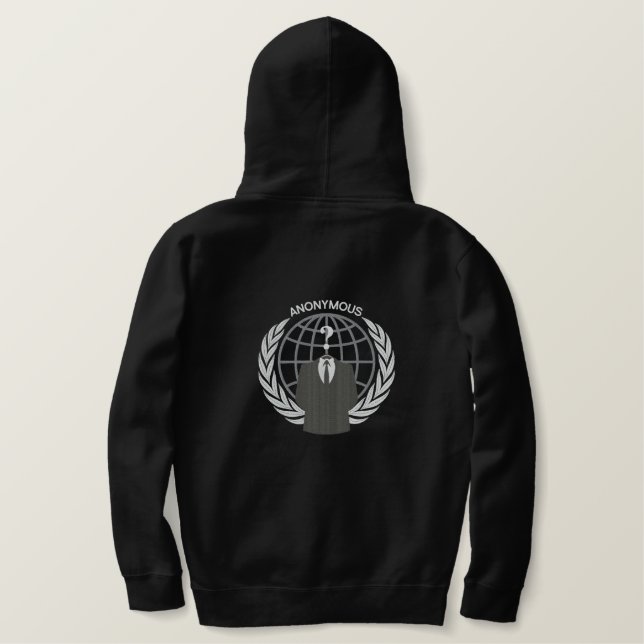 Cool Anonymous Logo Symbol Large embroidery Embroidered Hoodie (Design Back)