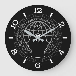 Cool Anonymous Logotype on Black Dial Large Clock