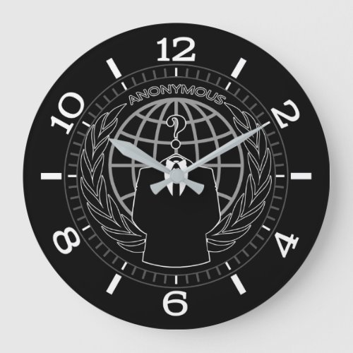 Cool Anonymous Logotype on Black Dial Large Clock