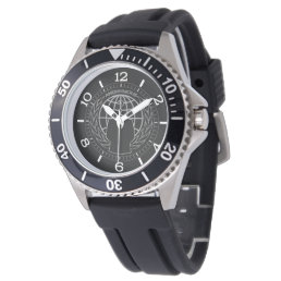 Cool Anonymous Logotype on Solid Black Dial Watch
