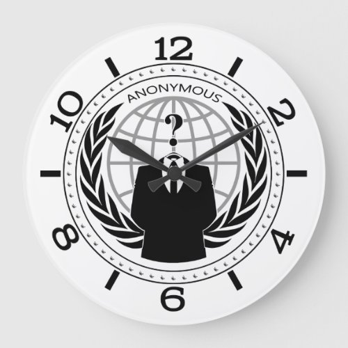 Cool Anonymous Logotype on White Dial Large Clock