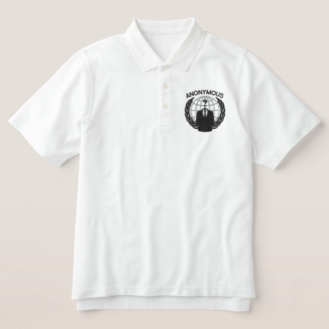 Cool Anonymous Symbol Logotype embroidery Embroidered Polo Shirt (Design Front)